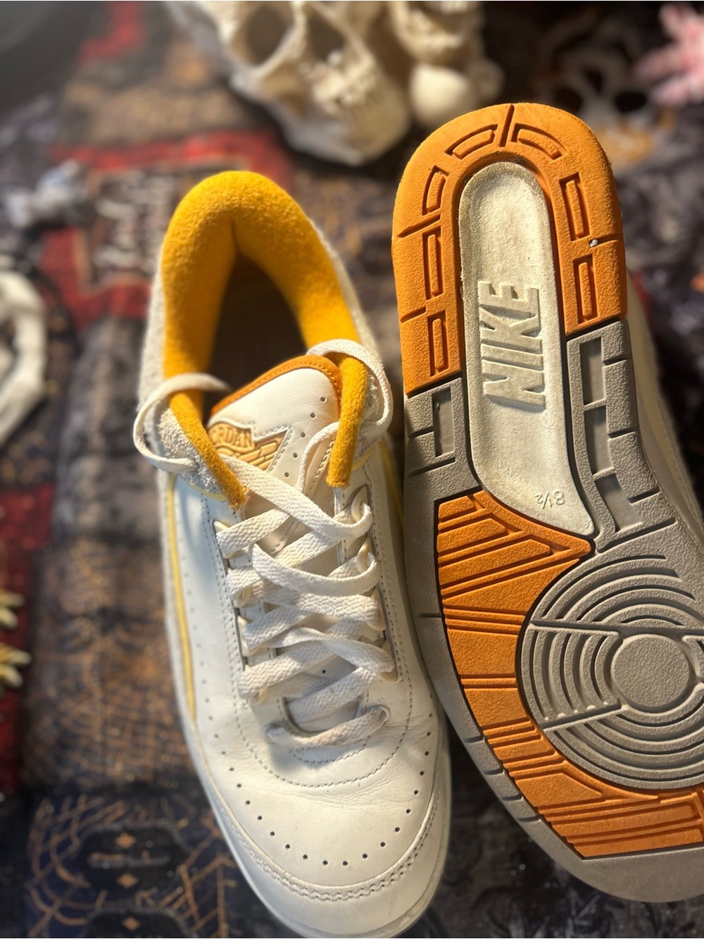 Nike White Sneakers with Orange Accents